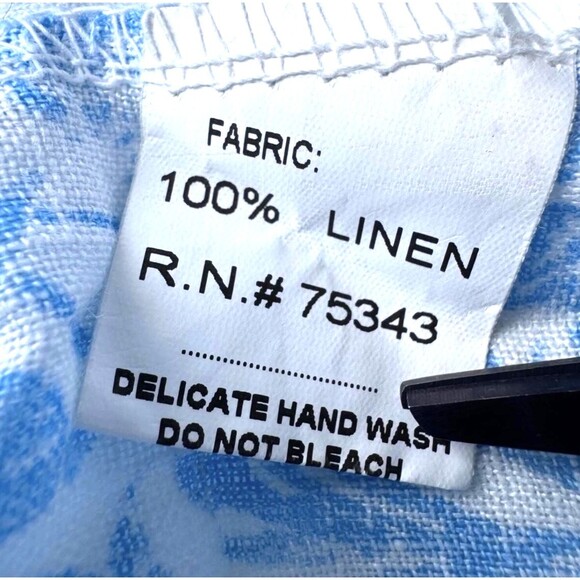 Bellambra Top Womens Small Blue White Floral Linen Made in Italy Blouse Coastal - Picture 9 of 10